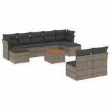 Cumpara ieftin Set mobilier de gradina cu perne, 10 piese, gri, poliratan
