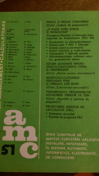 Automatica management calculatoare AMC nr 51 1985