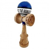 Kendama Originala,TE IUBESC, Super Sticky cu Cupe Mari KING SIZE V3, Gaura in Baza, Rulment Metalic,18 cm, Ata 62/65 cm, Albastru/Alb