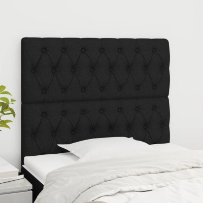 vidaXL Tăblii de pat, 2 buc, negru, 100x7x78/88 cm, textil foto