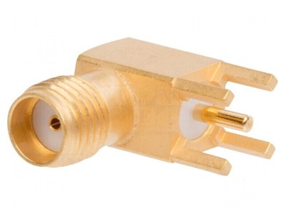 Conector SMA mufă mamă unghi 90&amp;deg; THT cablu PTFE foto