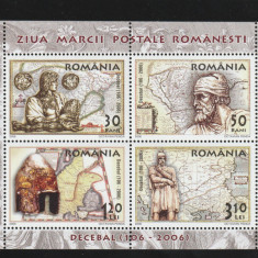 Romania 2006-Ziua Marcii Postale Romanesti-Decebal,bloc 4 valori,dantelate,MNH,