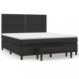 Cumpara ieftin Pat box spring cu saltea, negru, 180x200 cm, piele ecologica