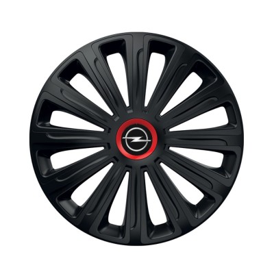 Set 4 capace roti Negre Cu Inel Rosu Trend R16 Compatibil Cu Opel foto