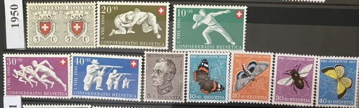 ELVETIA 1950, An complet, serii MNH