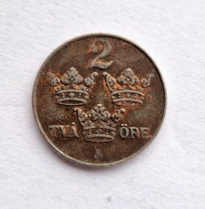 Suedia 2 Ore 1948 moneda fier km # 811 Gustaf V