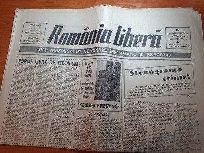 ziarul romania libera 21 ianuarie 1990-forme civile de terorism si cazul raceanu foto