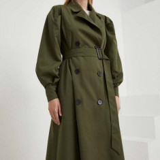 Answear Lab palton X limited collection NO SHAME femei, culoarea verde, de tranzitie, cu doua randuri de nasturi