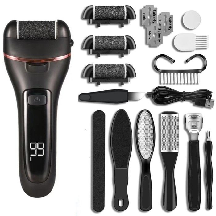 Pila, electrica, pentru talpi, set 10 accesorii, Include 10 accesorii diverse pentru ingrijirea completa a picioarelor, 16 cm inaltime, 6.5 cm latime