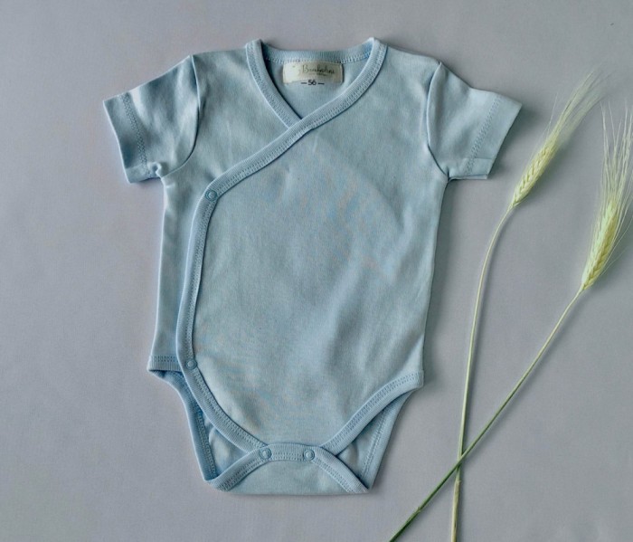 Body din Bumbac cu Maneca Scurta Albastru pentru bebelusi, marime 50, 0-3 luni Albastru, 50, Albastru, 0-3 luni, Baieți