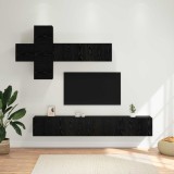 Cumpara ieftin Set comoda TV Pe perete 7 pcs Stejar Negru Lemn prelucrat