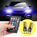 Set 2 Becuri LED W5W T10 Multicolore RGB cu Telecomanda, Pozitie Plafoniera Portbagaj, Rainbow Light, Canbus Fara Eroare