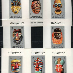 Umm al Qiwain 1972 Costumes Masks 8 imperf sets in sheets Mi.653-60 MNH M.248