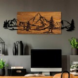 Cumpara ieftin Tablou din lemn si metal Mountain Nuc 29x93 cm