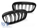 Grile rinichi cu dublu nervura &icirc;n lac negru potrivite pentru BMW Seria 2 F45 Active Tourer, F46 Gran Tourer 2014-2018 Performance AutoTuning
