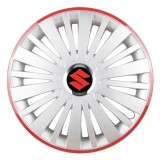 Set 4 Capace Roti, potrivite jantelor de R16, pentru Suzuki, model falcon argintiu cu rama rosie