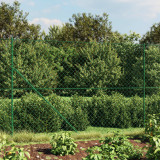 VidaXL Gard plasă de s&acirc;rmă cu țăruși de fixare, verde, 2x25 m