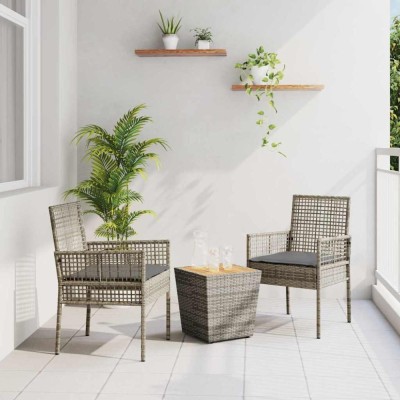 vidaXL Set Bistro de Grădină 3 pcs Gri Rattan poli 3334961 foto