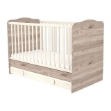 Cumpara ieftin Patut copii transformabil din lemn cu sertar Hubners Sofia 140x70 cm crem nisip