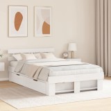 Cumpara ieftin Cadru de pat cu headboard Alb 120 x 190 cm Lemn de pin masiv