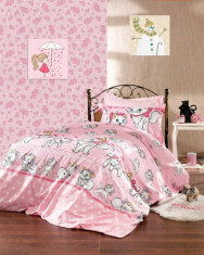Lenjerie de pat pentru o persoana cu husa de perna dreptunghiulara, Barbie, bumbac ranforce, gramaj tesatura 120 g mp, multicolor foto