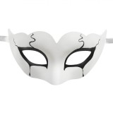 Masca Deghizare Carnaval Femei, Polyresin, Culoare Alb cu Detalii Negru, Oem
