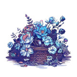 Sticker decorativ Cos cu Flori, Albastru, 71 cm, 7739ST