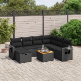 Cumpara ieftin Gossi set mobilier de gradina cu perne, 8 piese, negru, poliratan