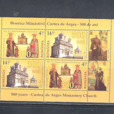 ROMANIA 2012-BISERICA MANASTIRII CURTEA DE ARGES 500 ANI, BLOC, MNH-LP 1956a