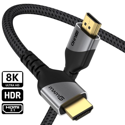 Cablu HDMI 2.1 tata-tata LUVLU&amp;reg;, UHD 8k@60Hz, 4k@120Hz, viteza pana la 48Gbps, 3D dinamic, HDR, HDCP, gold plated, dublu impletit, lungime 2m foto