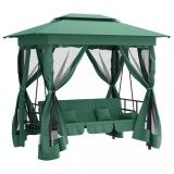 Cumpara ieftin Pavilion de gradina &amp; balansoar convertibil verde textil &amp; otel