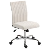 HOMCOM Scaun de birou fără accoudoirs, fauteuil de birou, &icirc;nălțime reglabilă și pivotant 360&deg;, 43 x 56 x 78-88 cm, crem | Aosom Romania