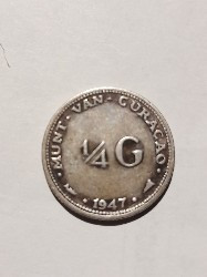 1/4 Gulden 1947 argint Curacao Olandeze foto