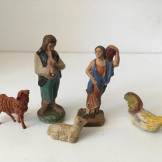 * Lot 5 figurine vintage Italia, ceramica: femeie, barbat, cocos, oaie, miel