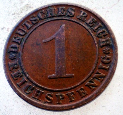 7.563 GERMANIA WEIMAR 1 REICHSPFENNIG 1924 J foto