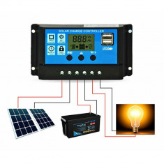 Controler Regulator de incarcare panou solar, 12 - 24V, 30A, mini dual USB