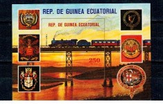 Guinea Ecuatoriala 1978 - Locomotive, trenuri, colita neuzata foto