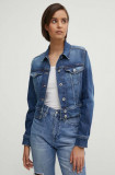 Pepe Jeans geaca jeans CROPPED JACKET femei, culoarea albastru marin, de tranzitie, PL402431HV3