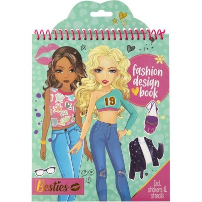 Carte de colorat Fashion Design Book cu autocolante si sabloane incluse Besties Grafix GR140007 foto