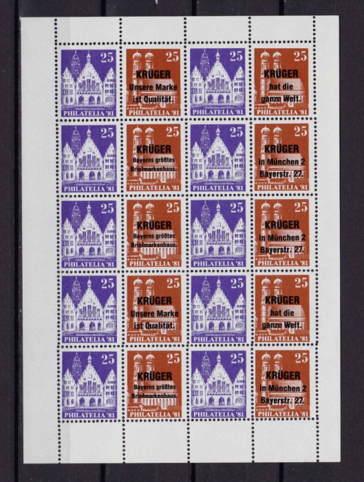 ✅(V 12) Germania '81,bloc/viniete oficiale Expo.Fila. Frankfurt,Aliati 1948,MNH
