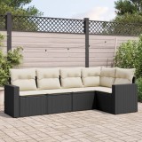 vidaXL Set mobilier de grădină cu perne, 5 piese, negru, poliratan 3251263