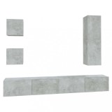 Cumpara ieftin Set dulap TV, 5 piese, gri beton, lemn prelucrat