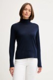 United Colors of Benetton pulover de l&acirc;nă culoarea bleumarin, light, cu guler, 11AHD203Y