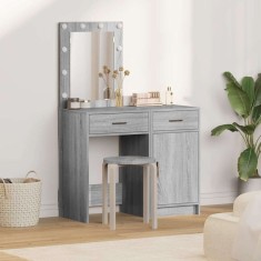 vidaXL Masă de Machiaj cu ușă 2 pcs Gri 50 x 41 x 135 cm Lemn compozit