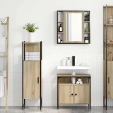 Set Mobilier Baie pe 3 Piese din Lemn Inginerizat Stejar Deschis