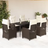 VidaXL Set mobilier de grădină cu perne, 7 piese, maro, poliratan