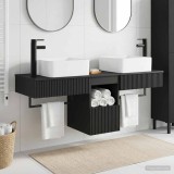 Set dulap baie 3 buc. Negru 130 x 41 x 80 cm Lemn prelucrat