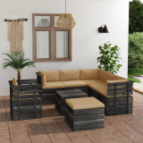 Set mobilier gradina paleti cu perne 8 piese lemn masiv pin GartenMobel Dekor, vidaXL