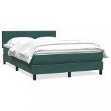 vidaXL Pat box spring cu saltea, verde &icirc;nchis, 160x210 cm, catifea 3316410