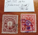 JAPONIA 1890--2VAL.Perforate-''perfins''-stampilat-MNH-Vezi-Scan